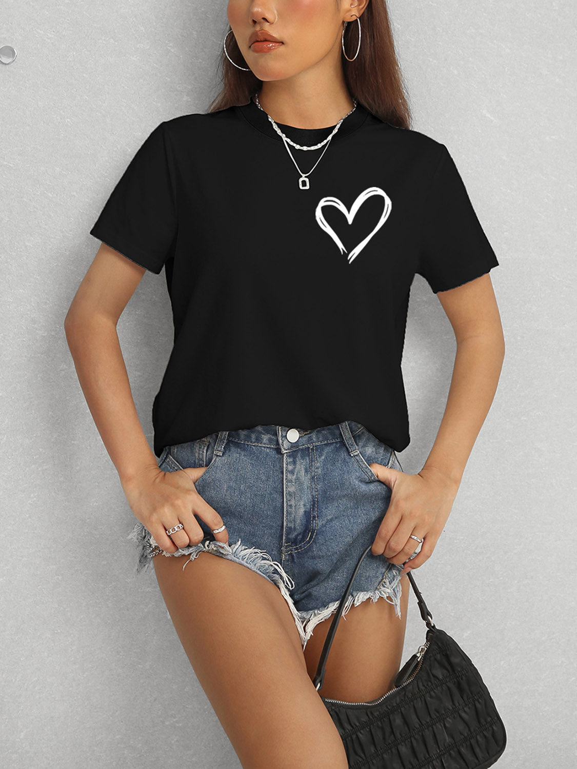 Heart Round Neck T-Shirt