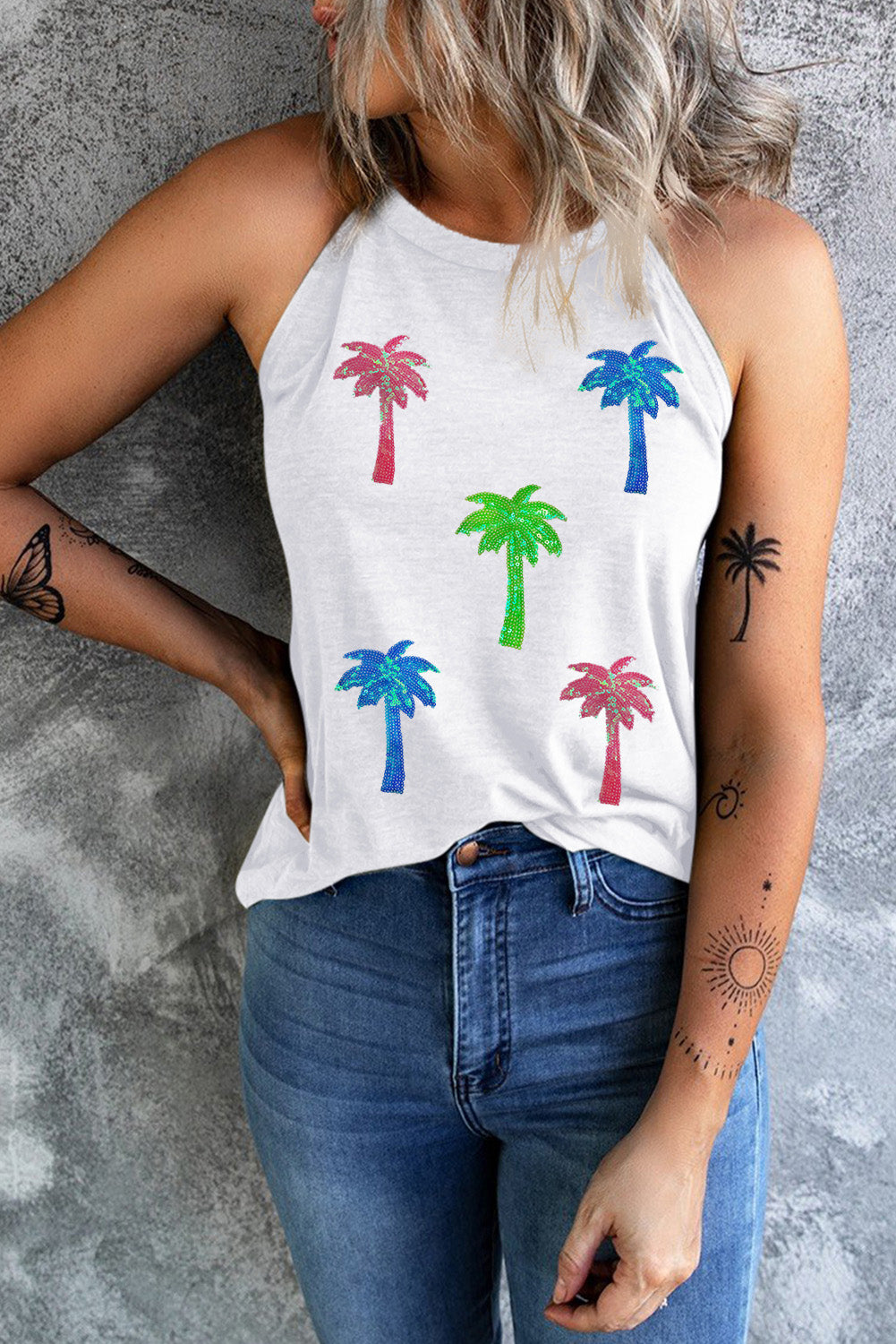Sequin Coconut Tree Tank