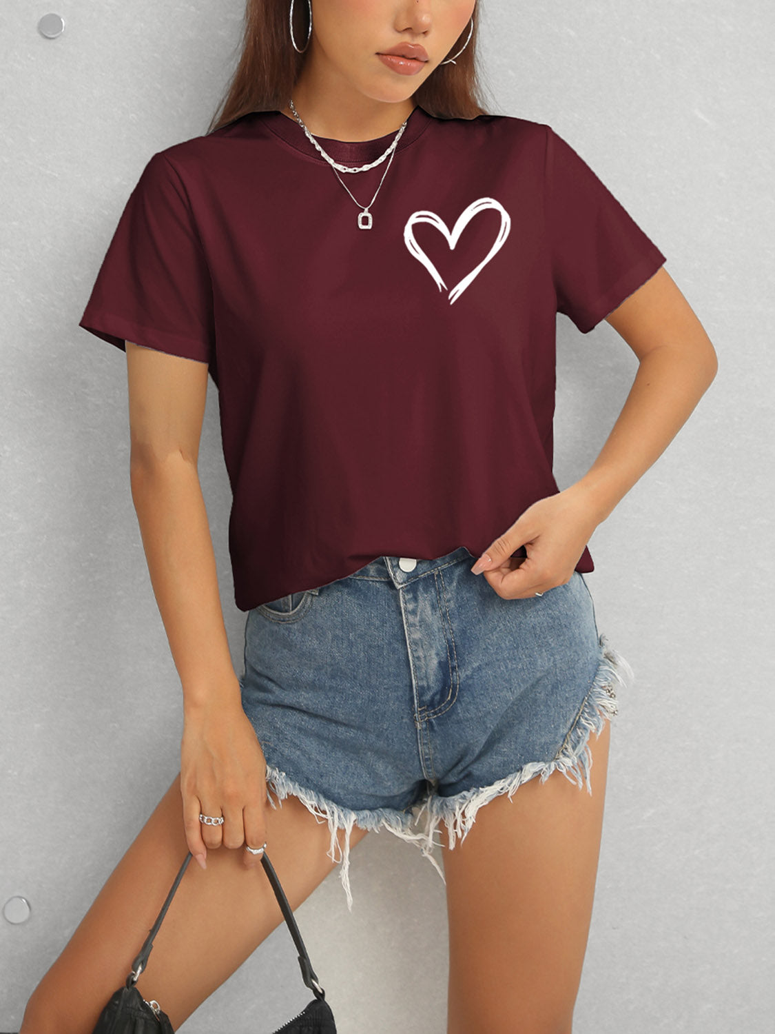 Heart Round Neck T-Shirt