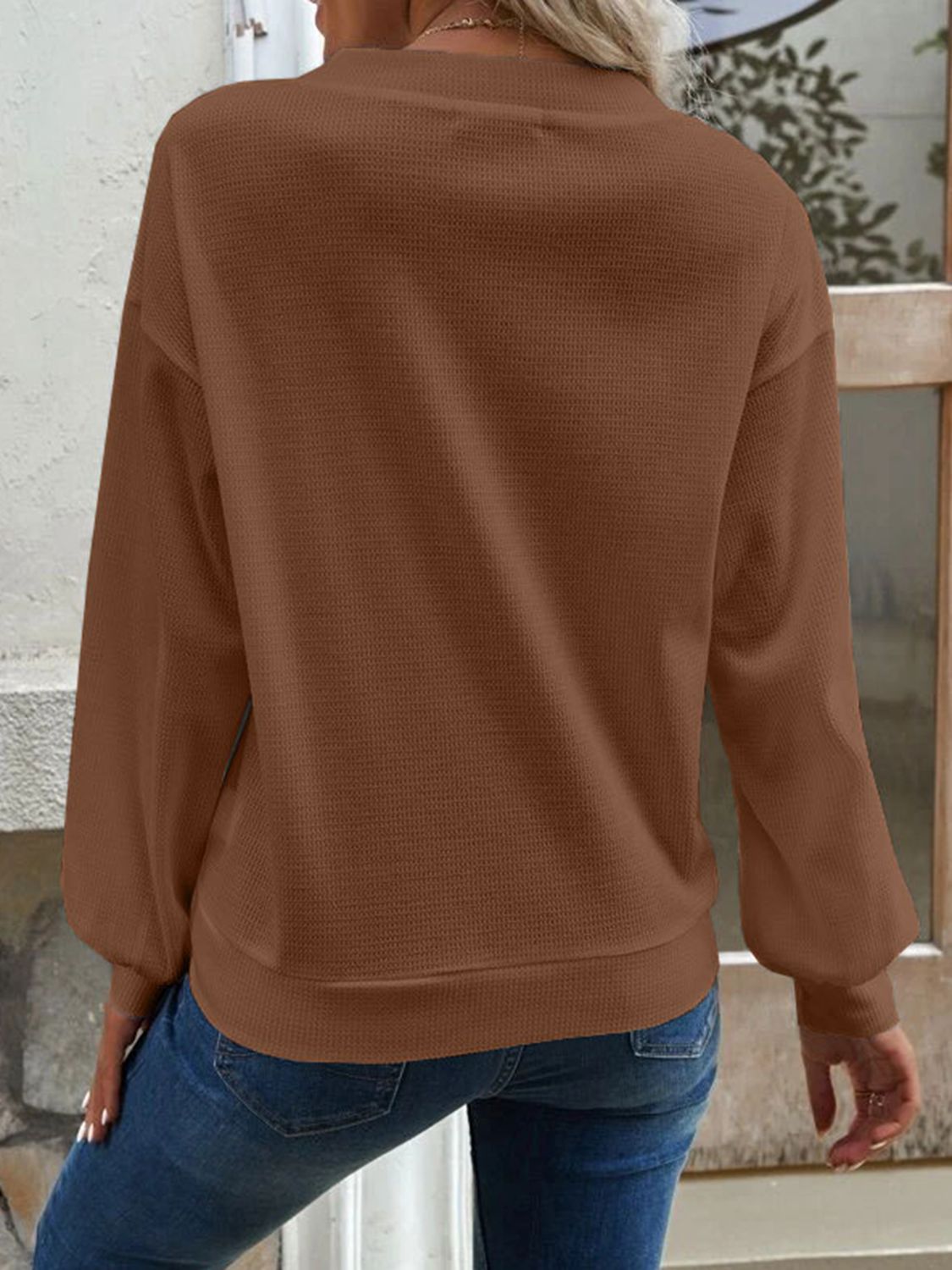 V-Neck Dropped Shoulder Top