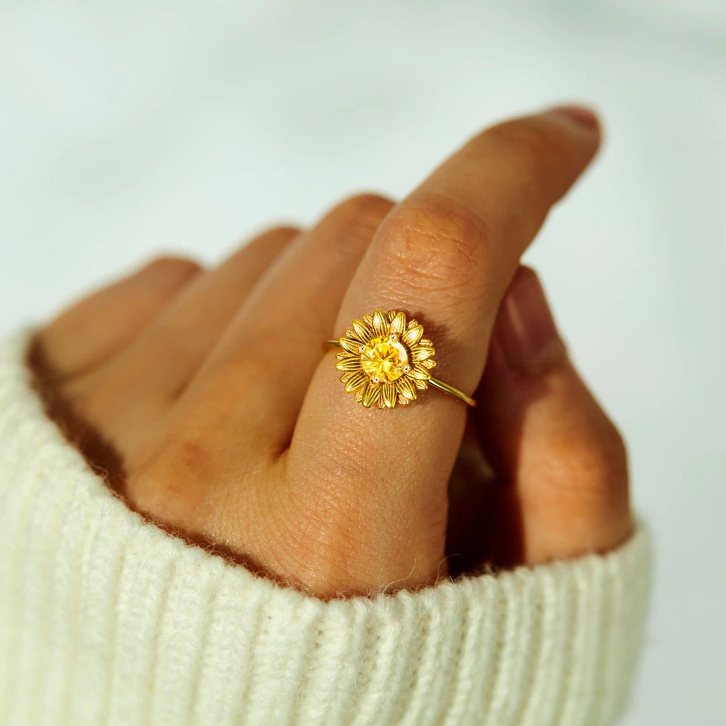 Sunflower Sterling Silver Ring