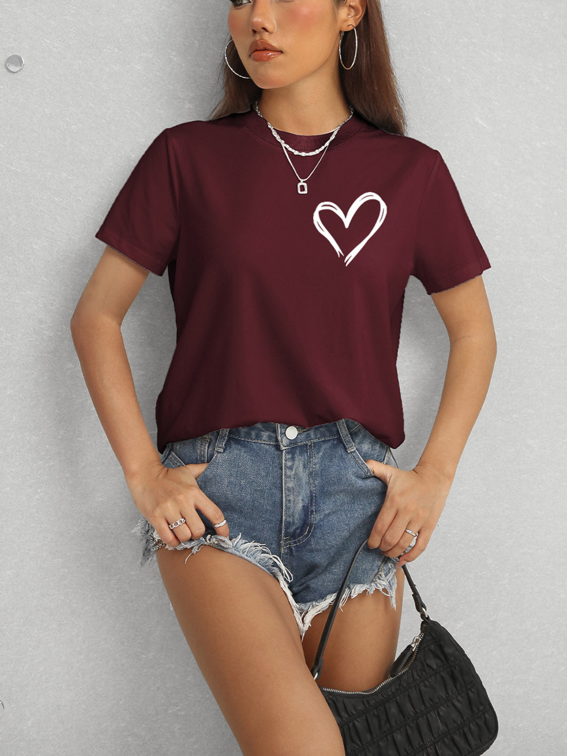 Heart Round Neck T-Shirt