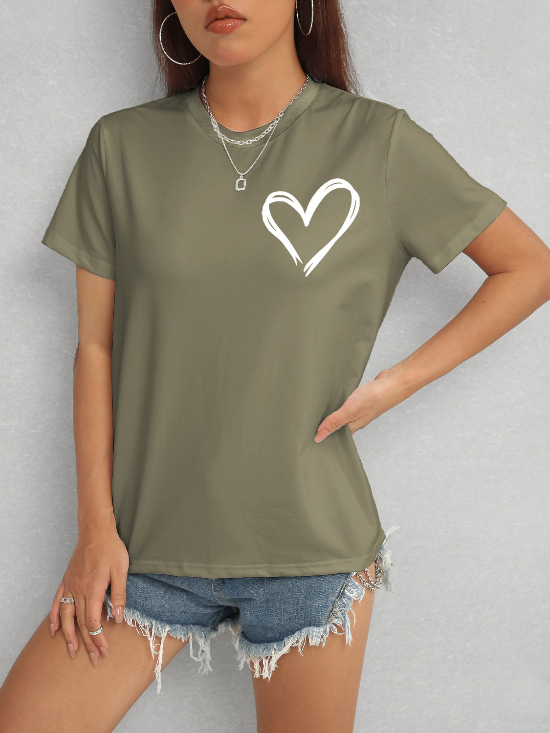 Heart Round Neck T-Shirt
