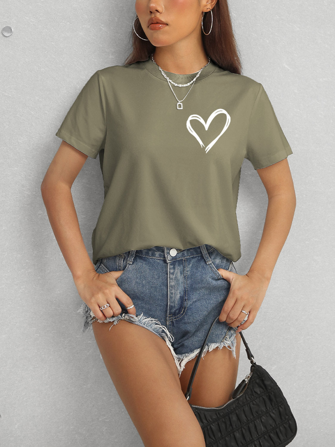 Heart Round Neck T-Shirt