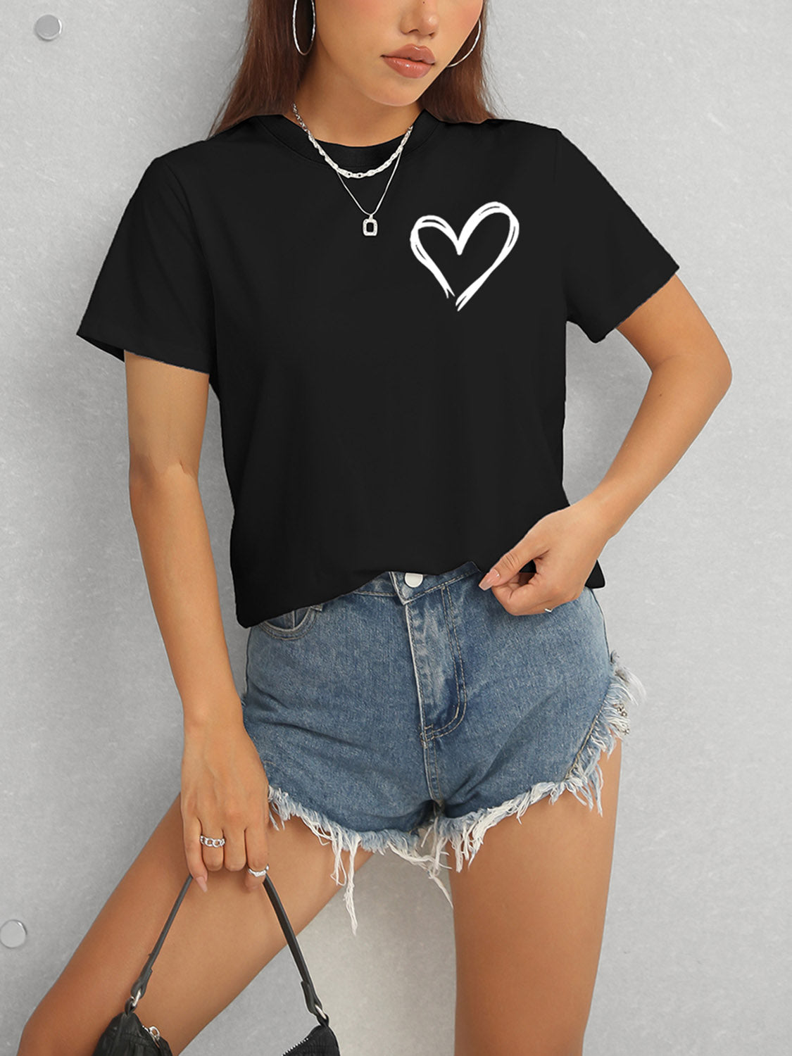 Heart Round Neck T-Shirt
