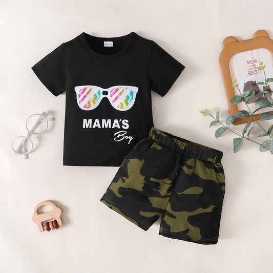 Mama's Boy T-Shirt and Camouflage Shorts Set