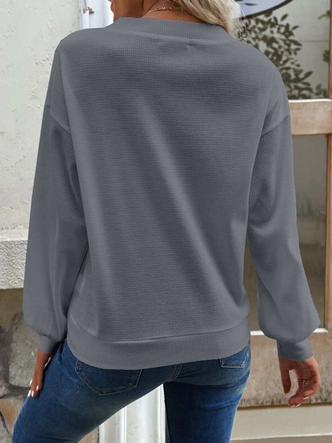 V-Neck Dropped Shoulder Top