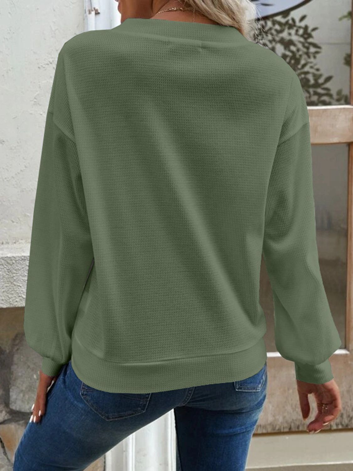 V-Neck Dropped Shoulder Top