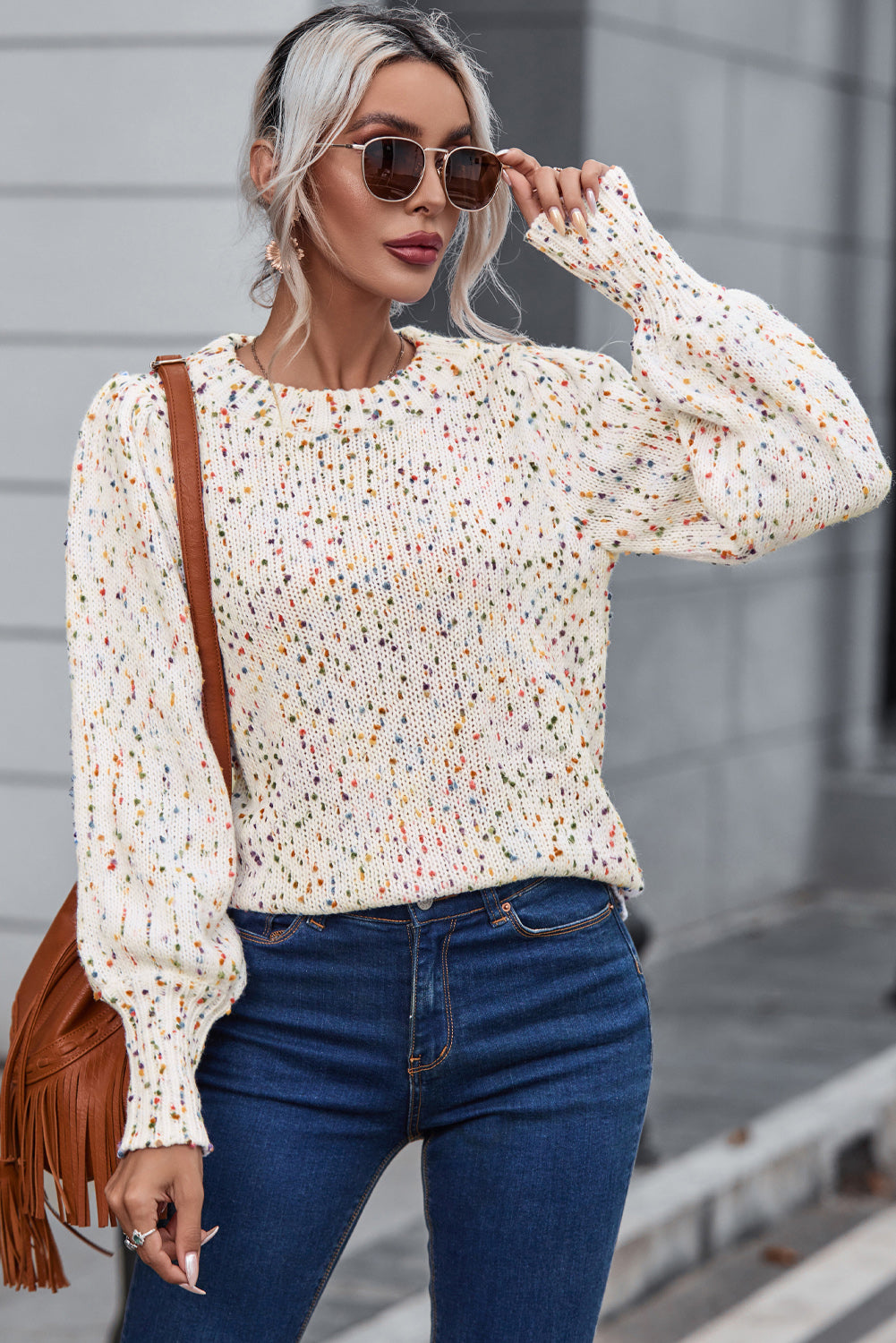 Pebbled Lantern Sleeve Sweater