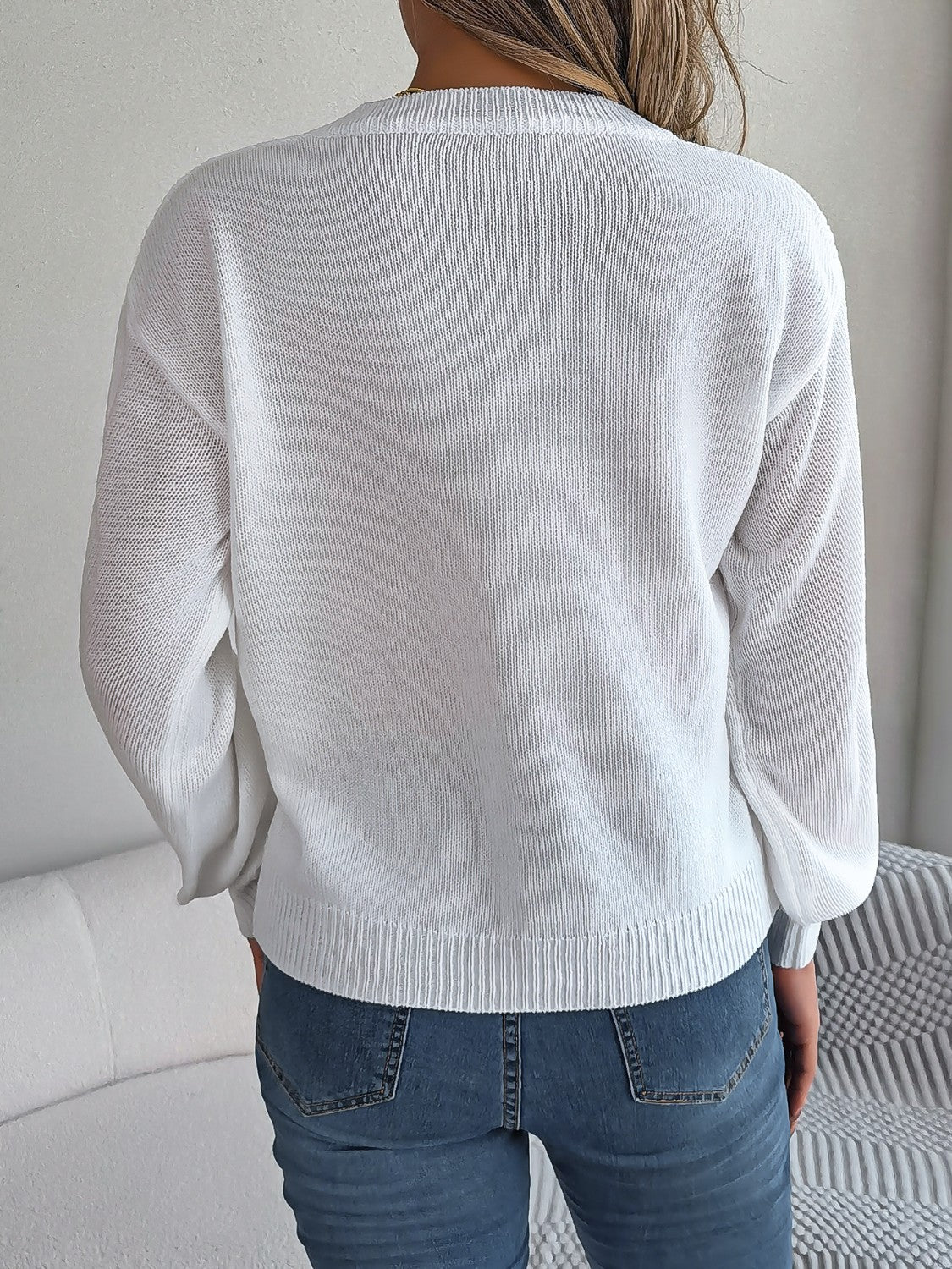 Cable-Knit V-Neck Sweater