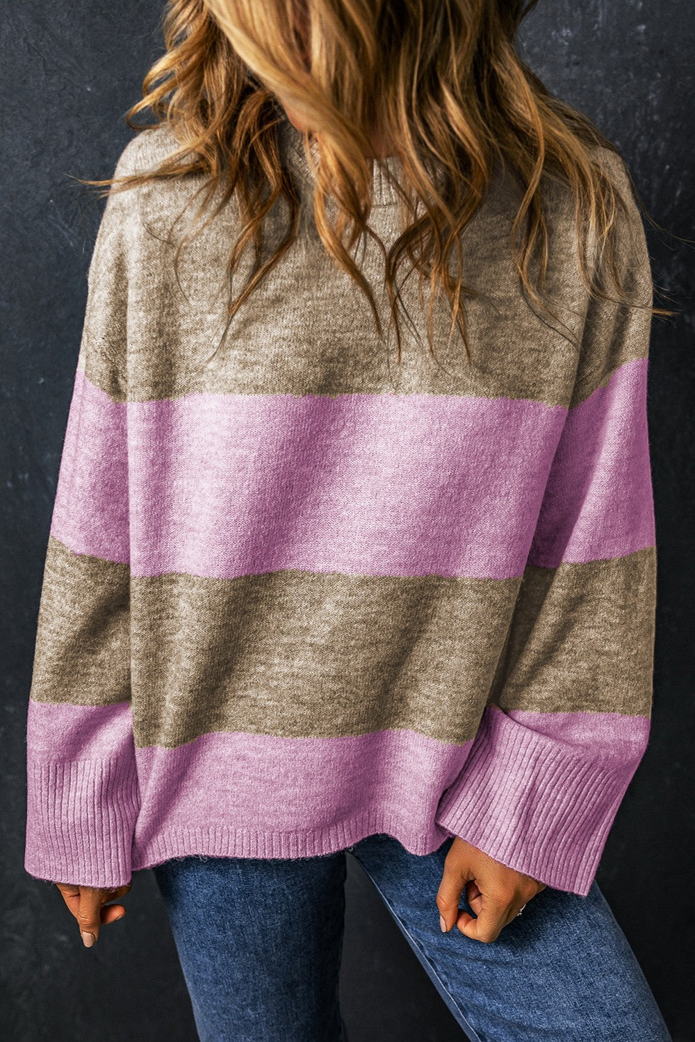 Pink & Tan Sweater