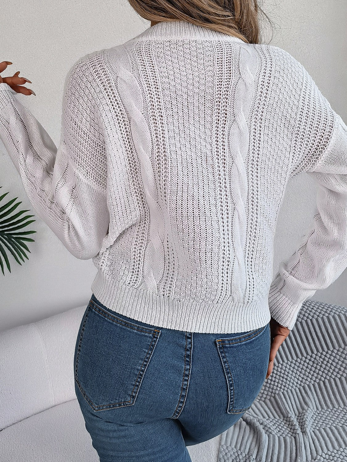 Cable-Knit Buttoned Sweater