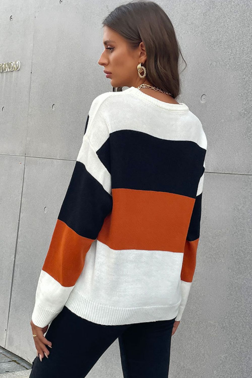 Perfee Longing For Fall Color Block Sweater