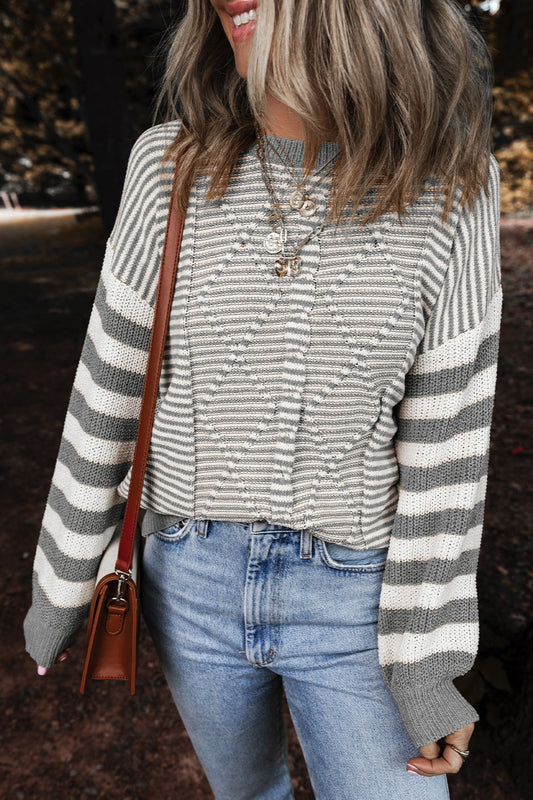 Wide Stripe Sleeve Sweater