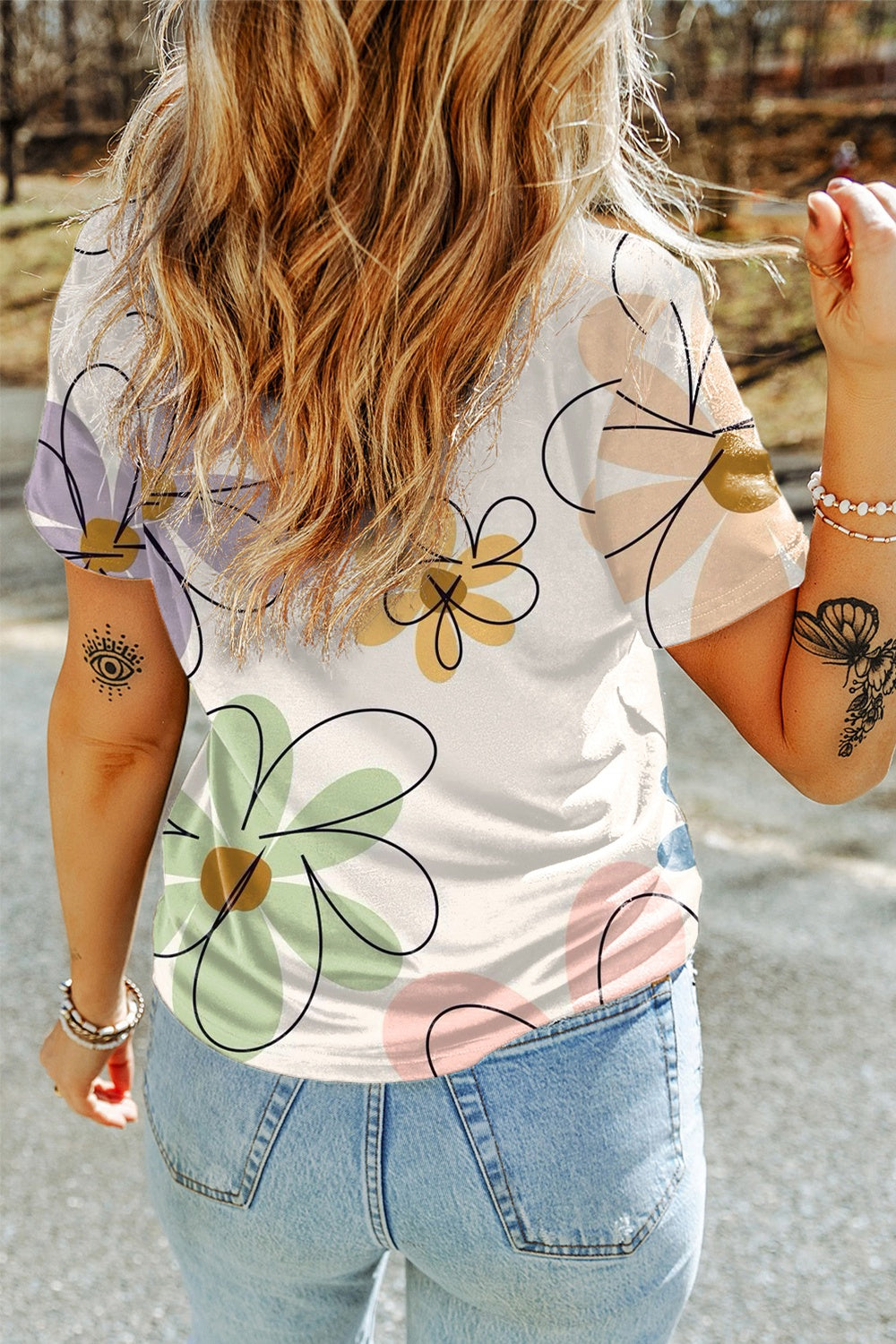 Large Flower Print T-Shirt