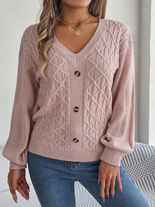 Cable-Knit V-Neck Sweater