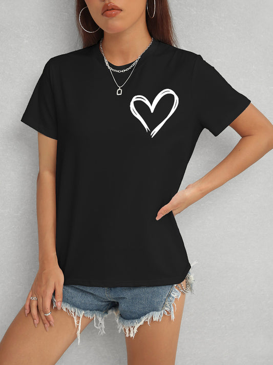Heart Round Neck T-Shirt