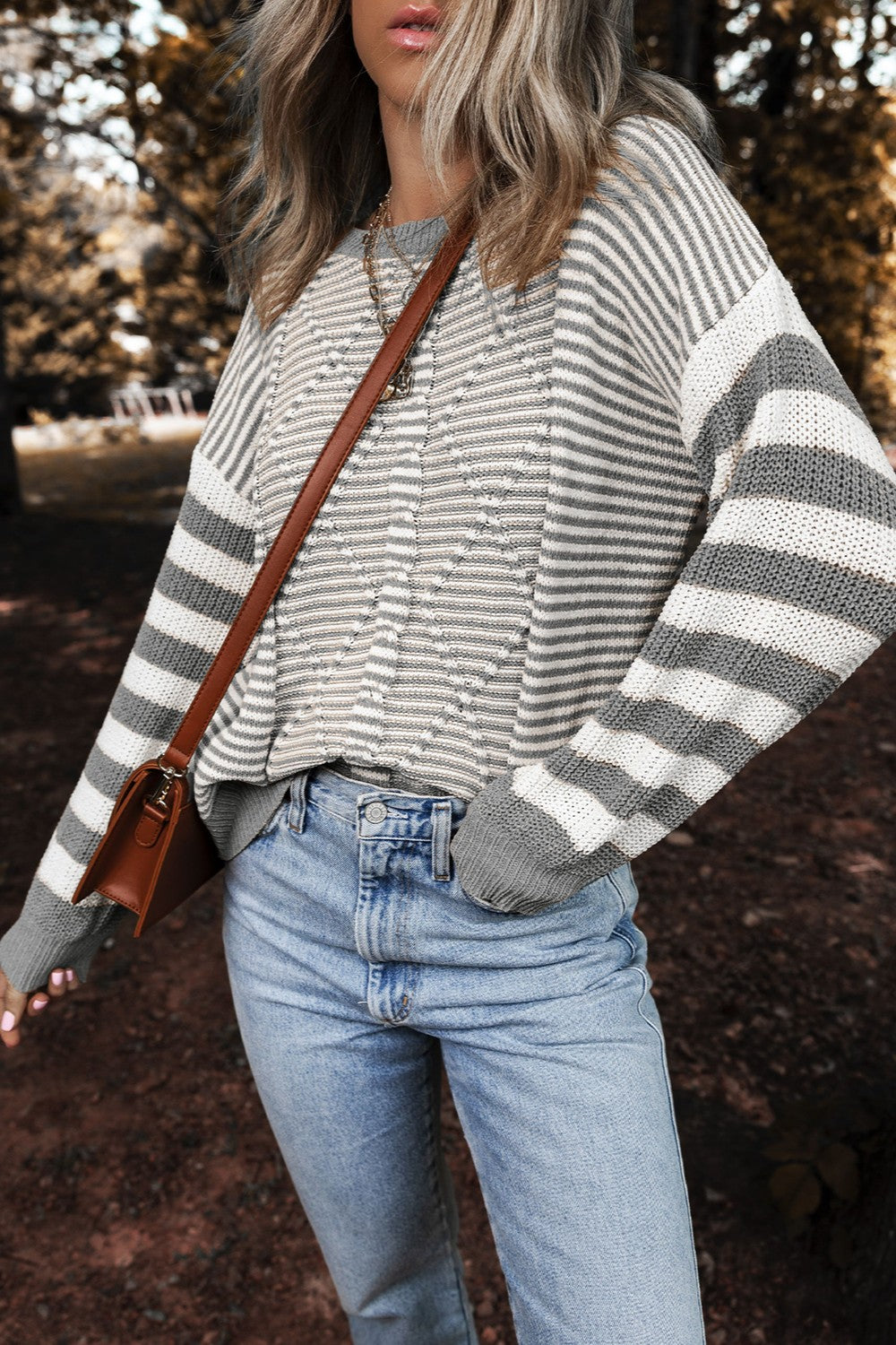 Wide Stripe Sleeve Sweater